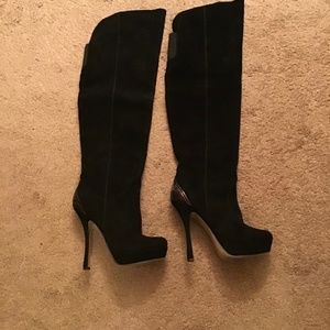 Black Suede High Heel Over The Knee Boots - size 8 - Brand New w/o box